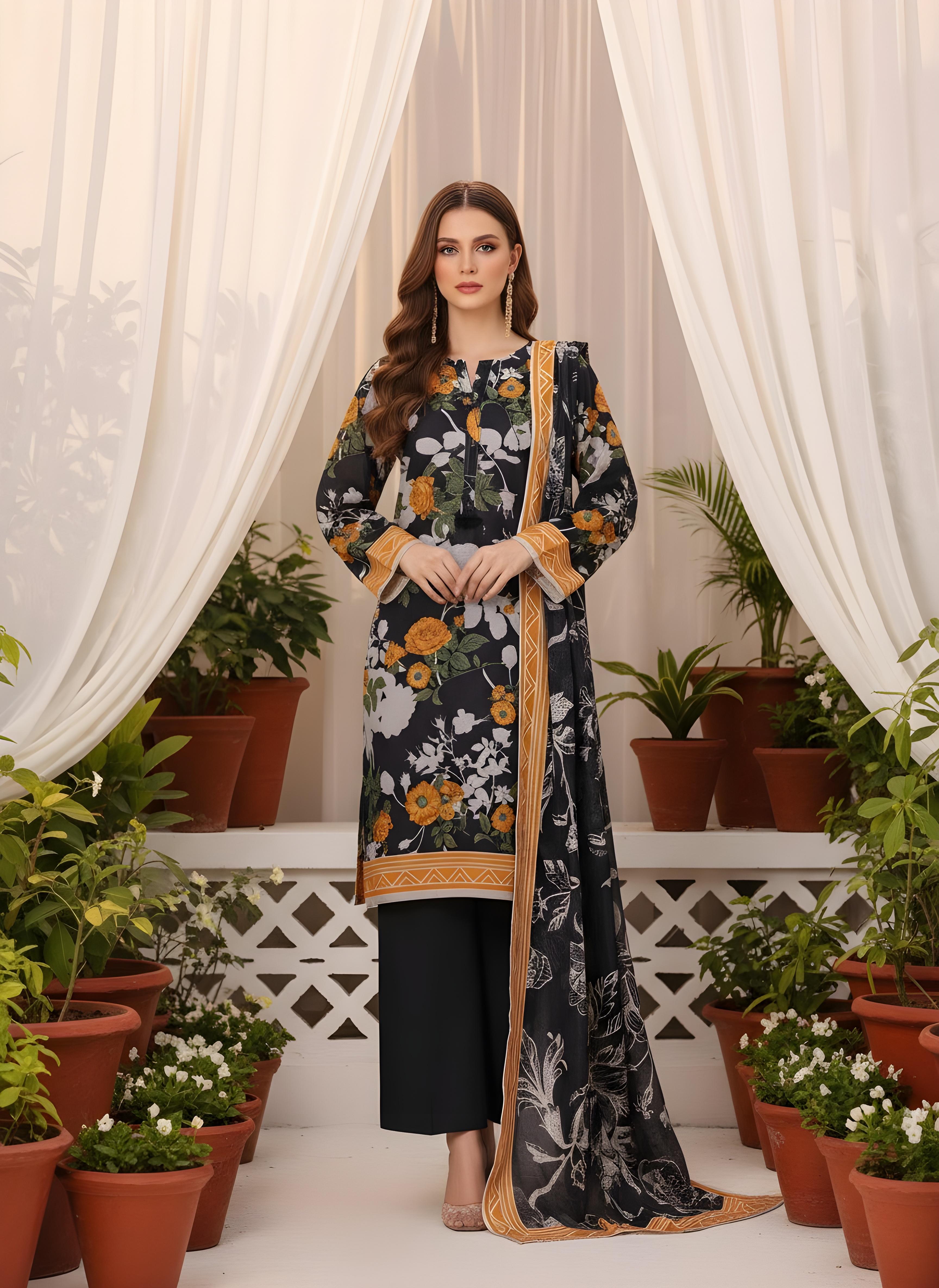 Deep Gray - SB Printed Khaddar