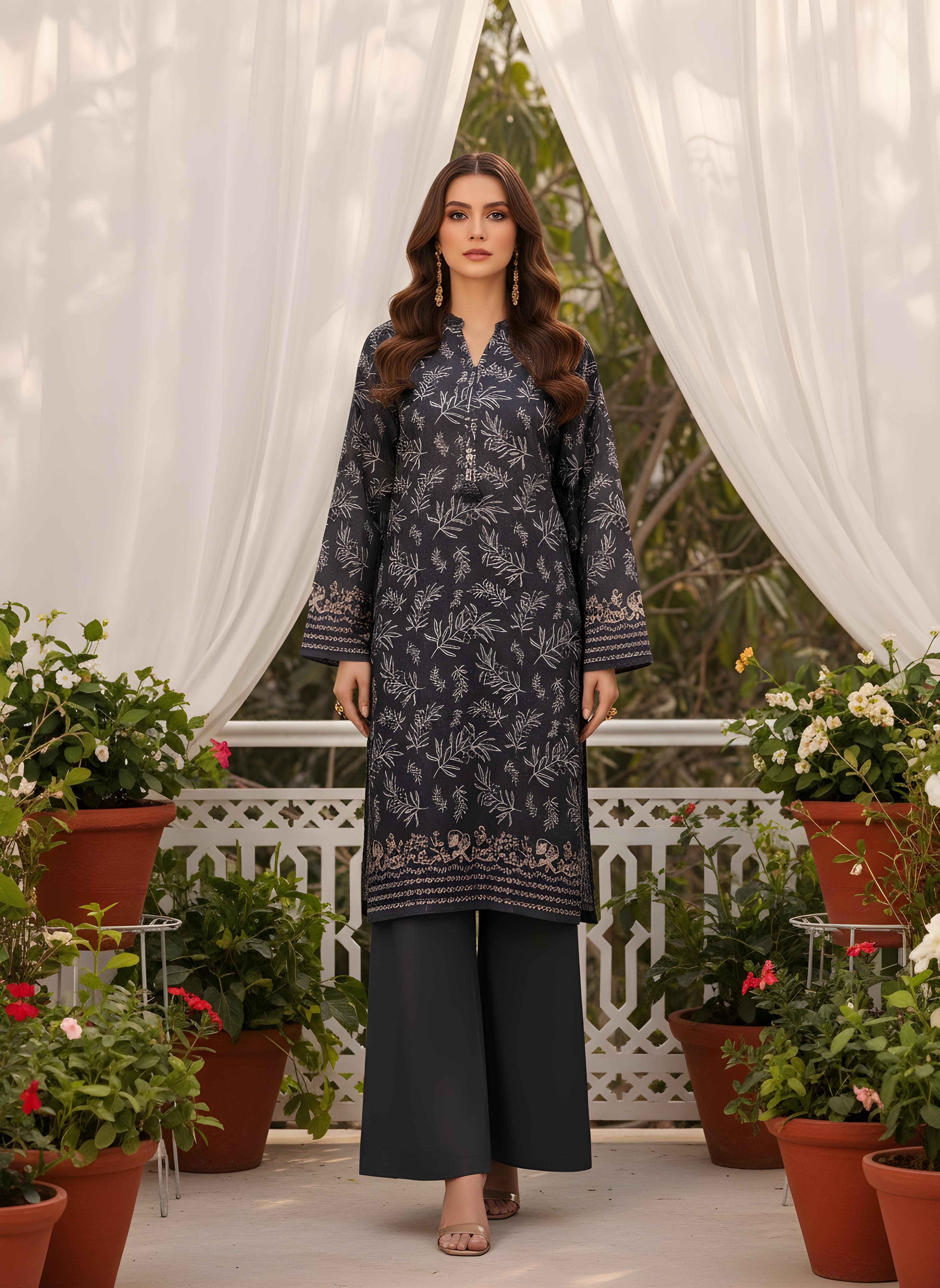 Smoky Blue - SB Printed Khaddar