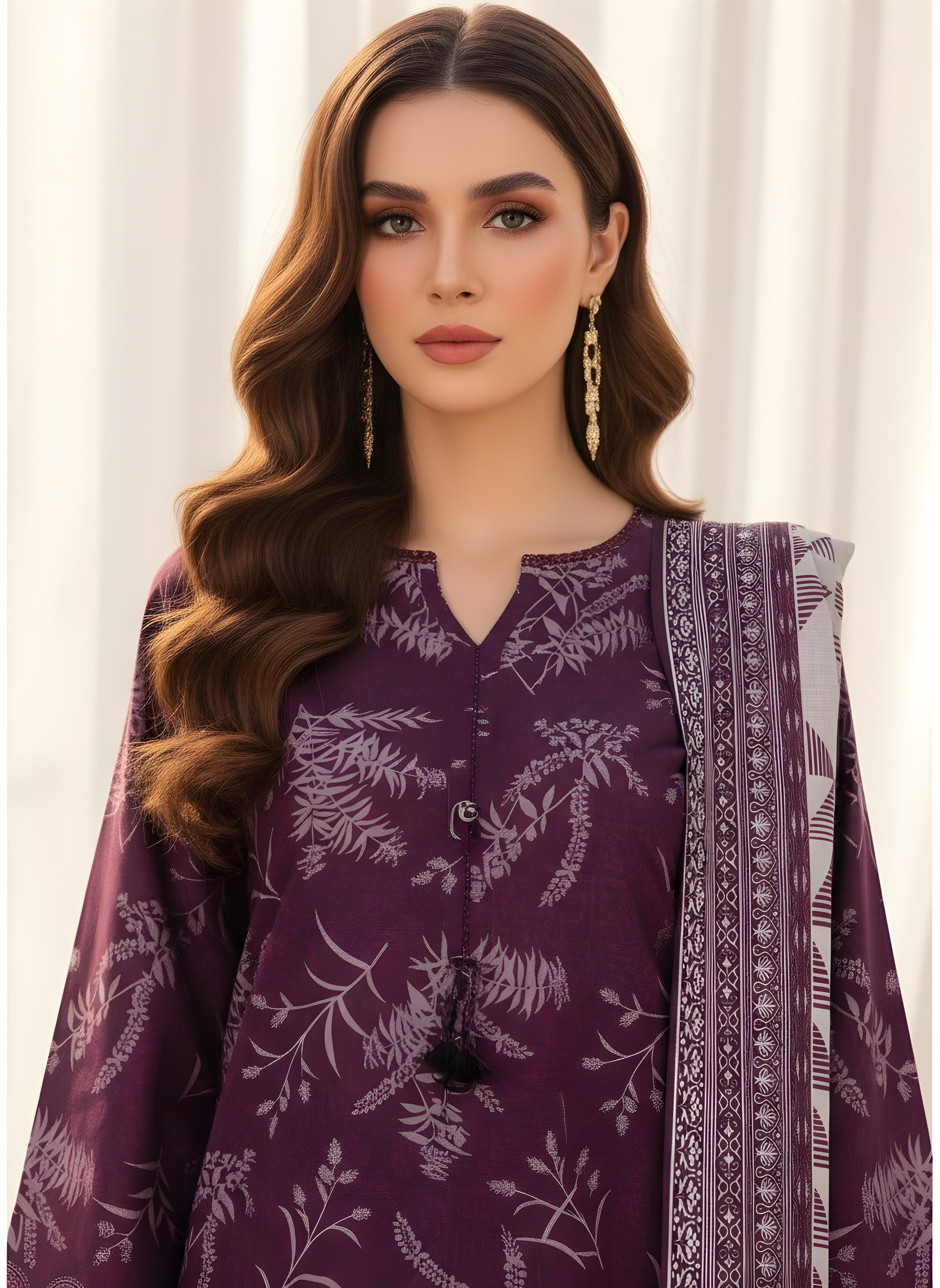 Plum Whisper - SB Printed Khaddar