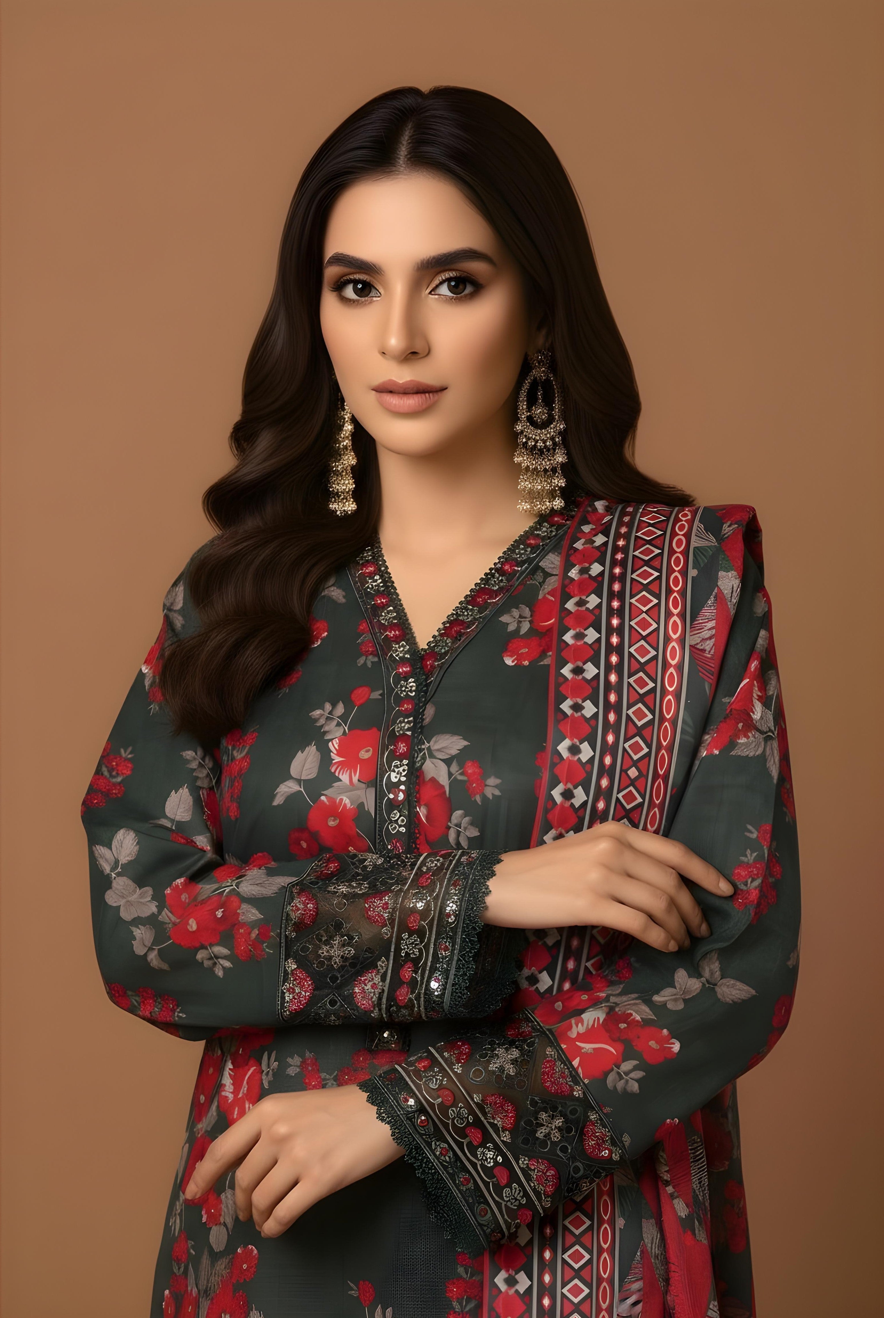 Scarlet Petal - SB Printed Khaddar