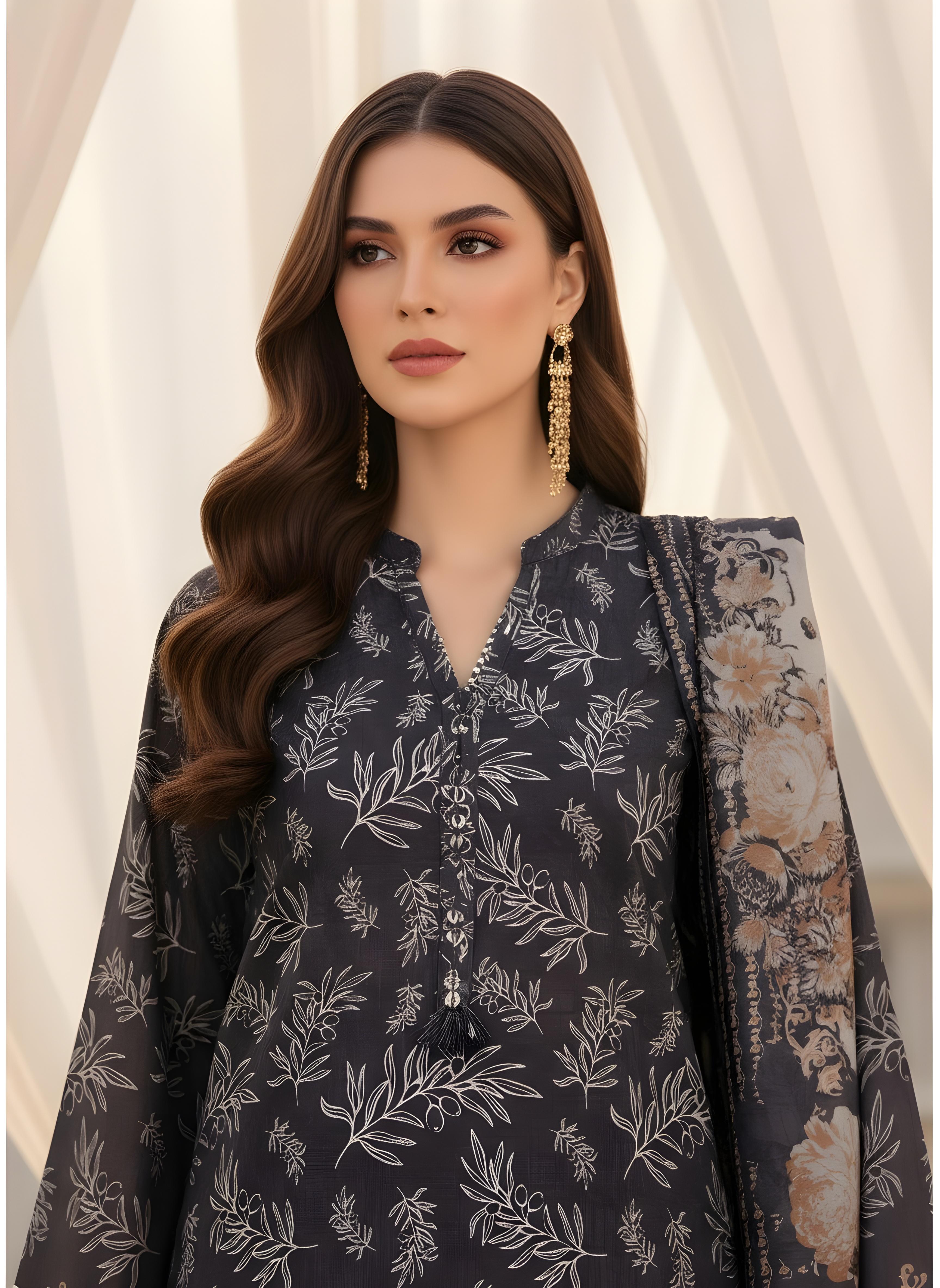 Smoky Blue - SB Printed Khaddar