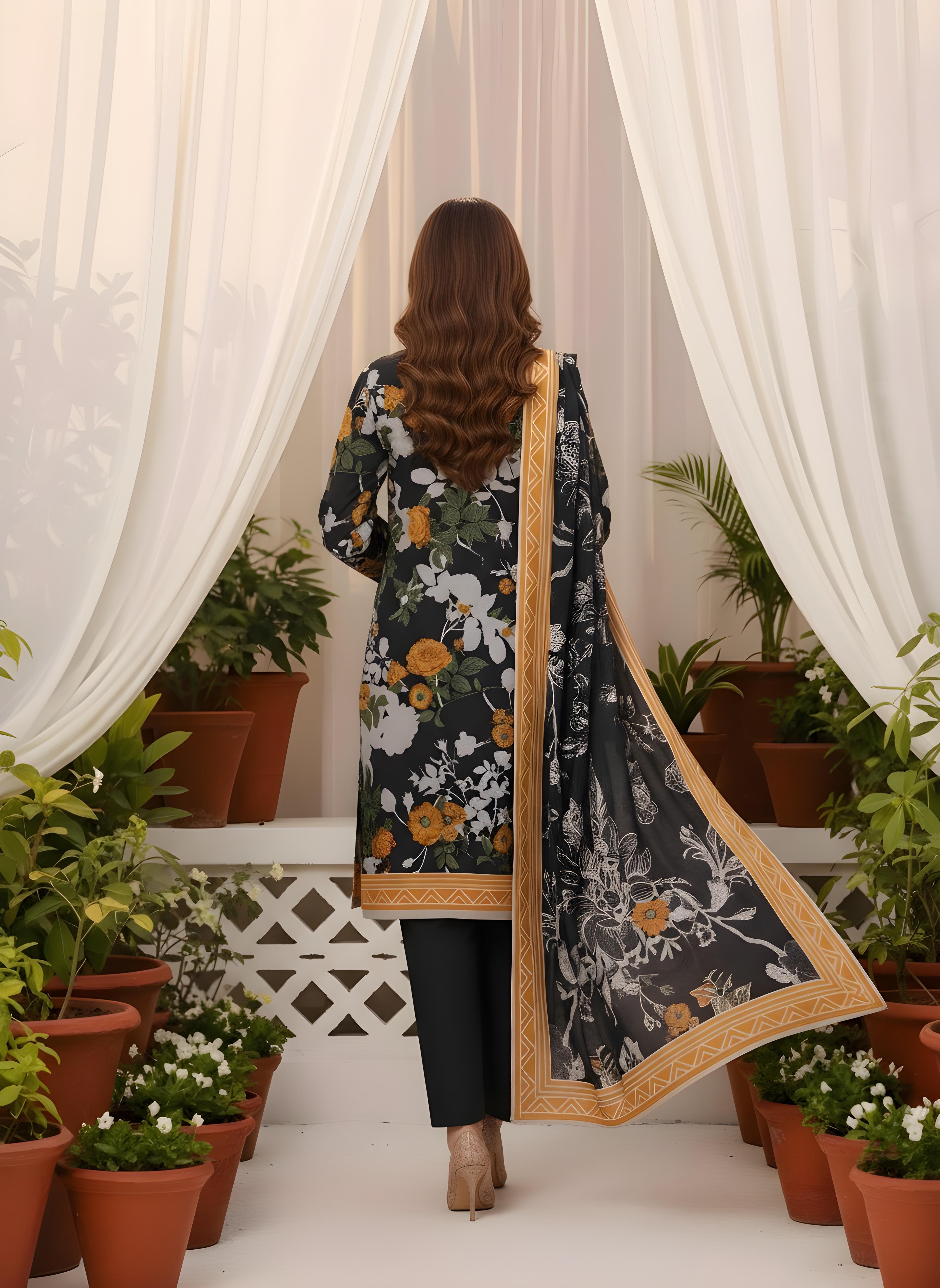 Deep Gray - SB Printed Khaddar