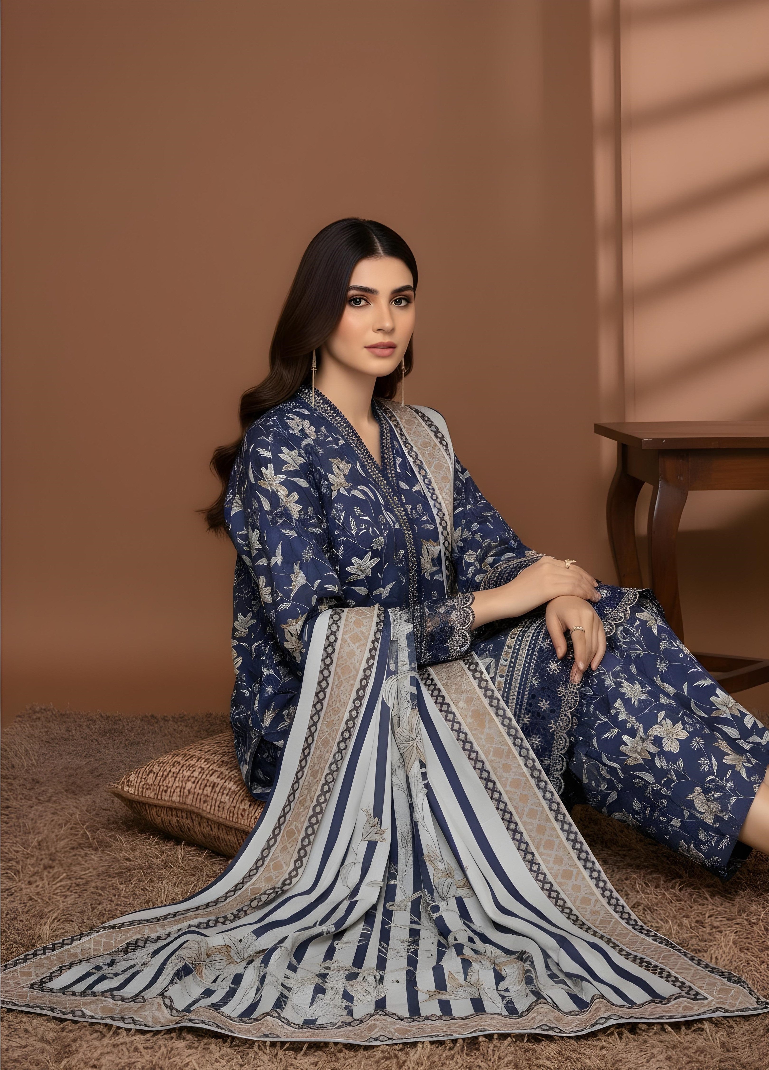 Royal Azure- SB Printed Khaddar
