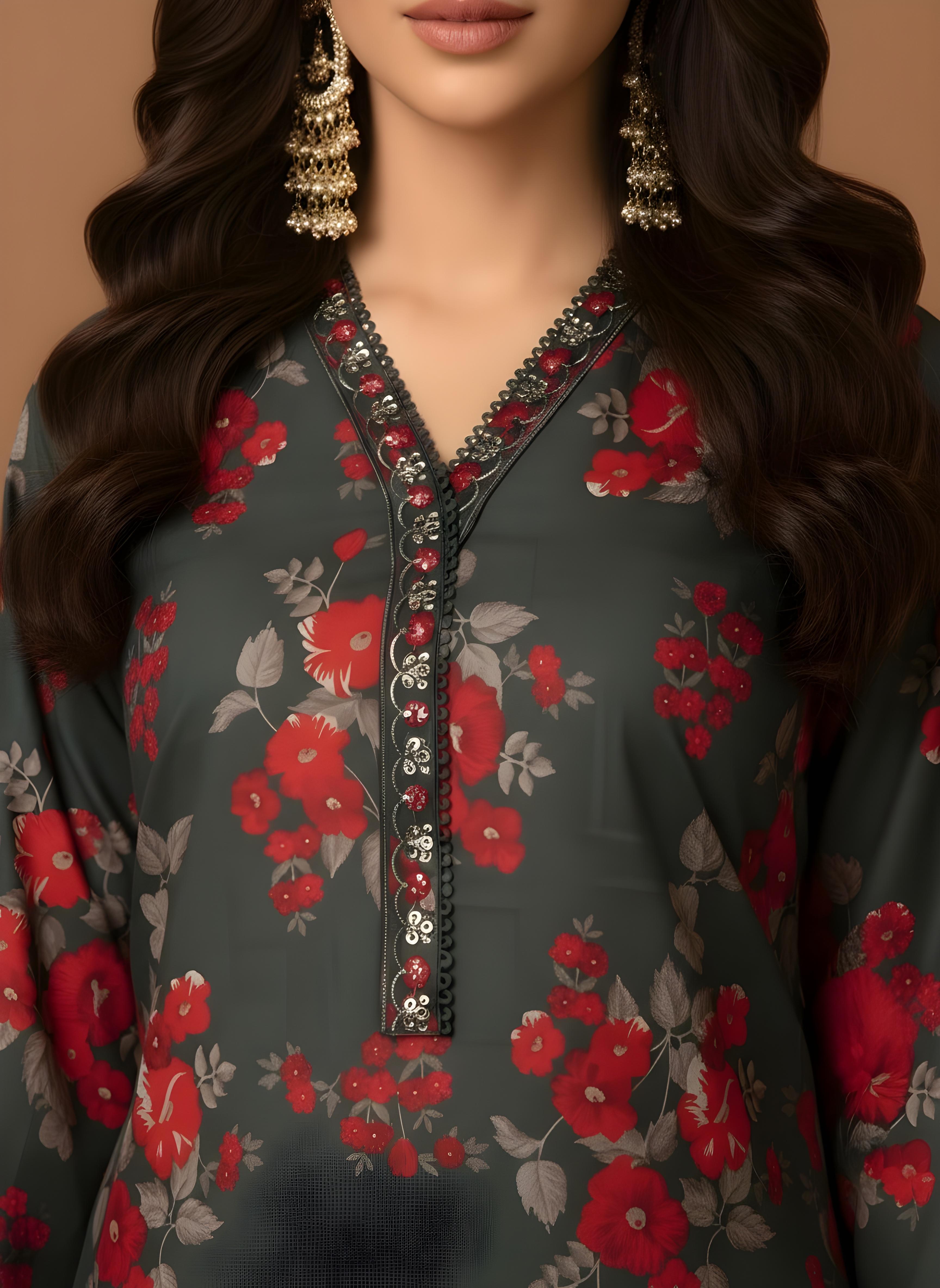 Scarlet Petal - SB Printed Khaddar