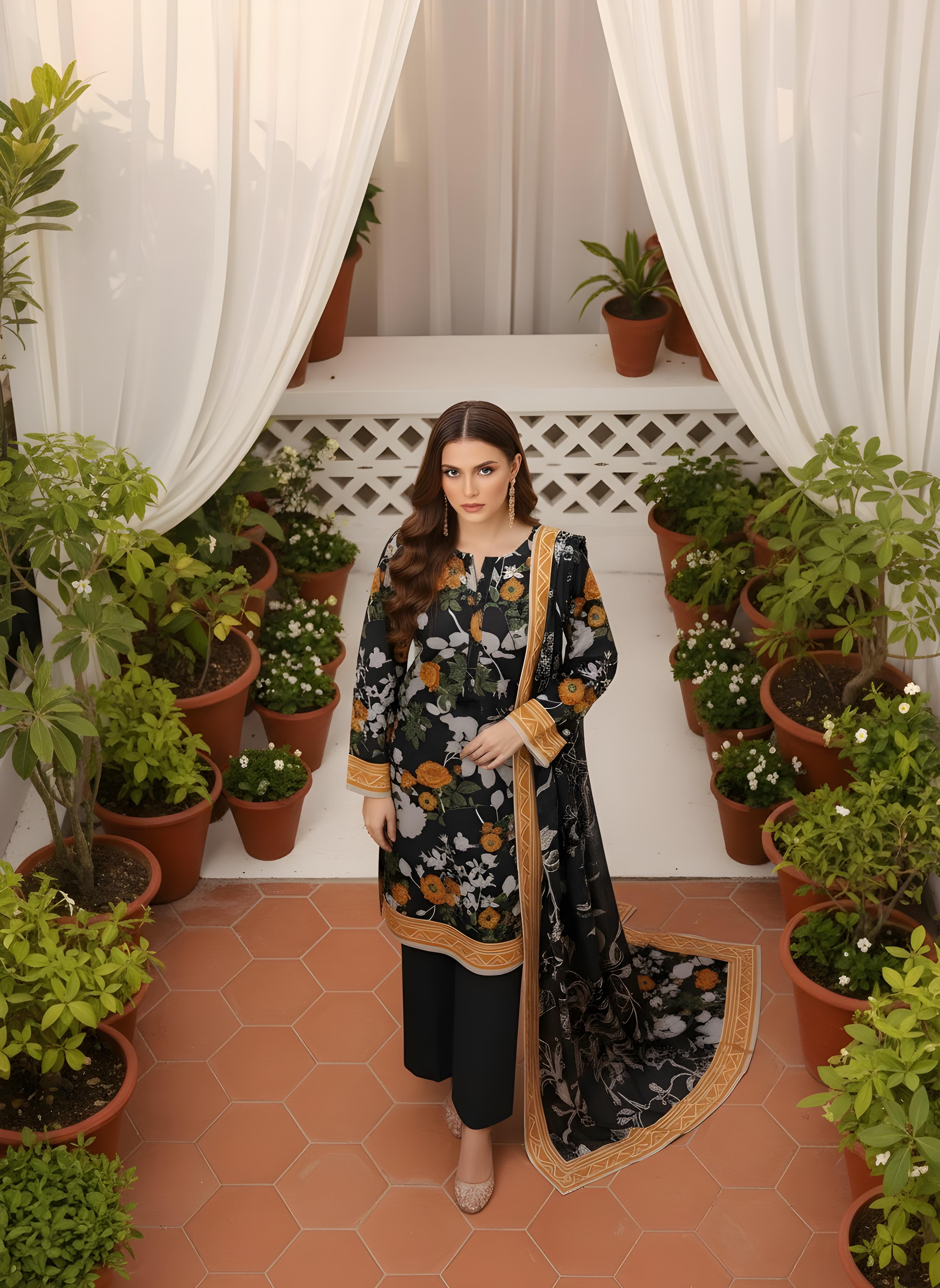 Deep Gray - SB Printed Khaddar