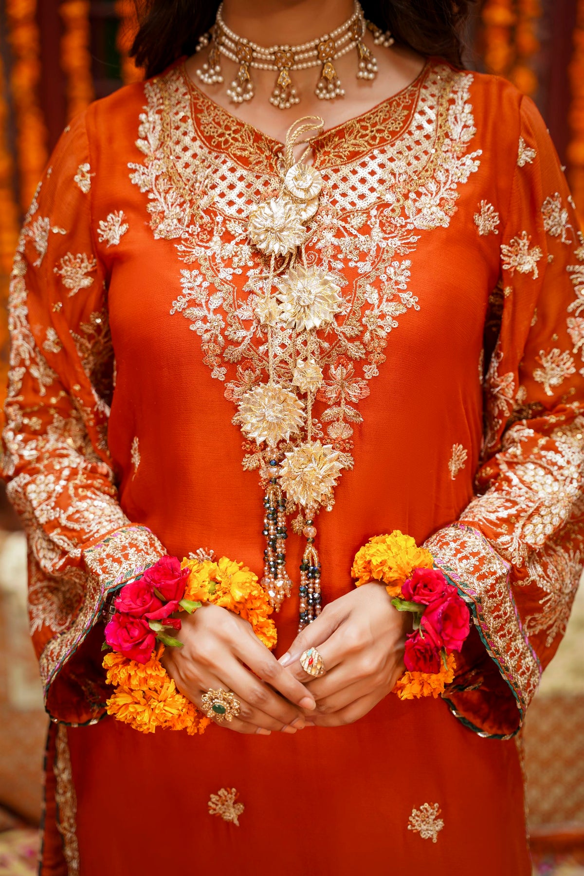 Rust Orange Heavy Embroidered Festive Suit