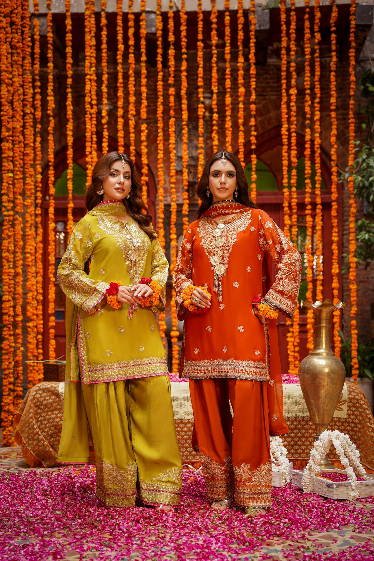 Rust Orange Heavy Embroidered Festive Suit