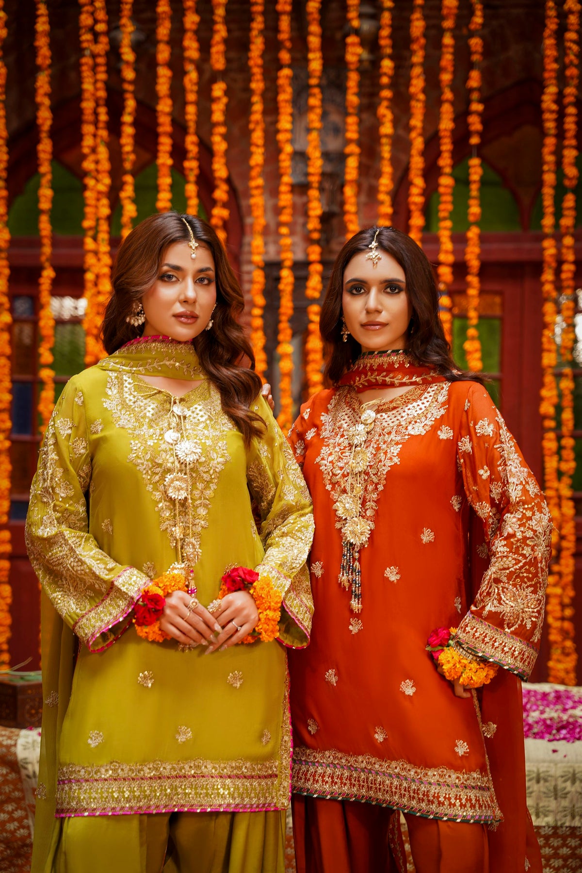 Rust Orange Heavy Embroidered Festive Suit