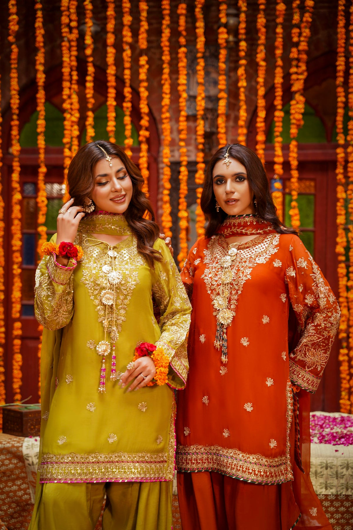 Rust Orange Heavy Embroidered Festive Suit