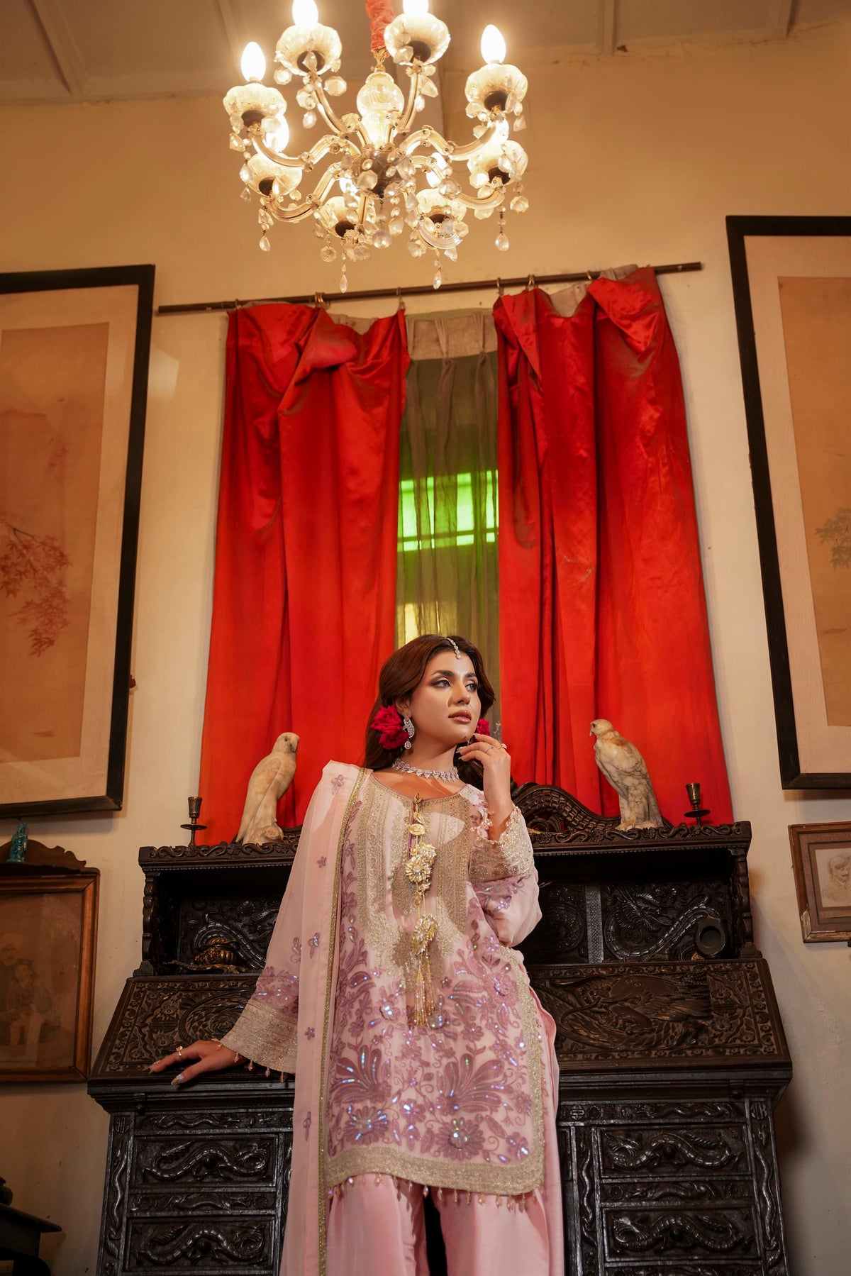Blush Pink Embroidered Festive Suit with Shalwar