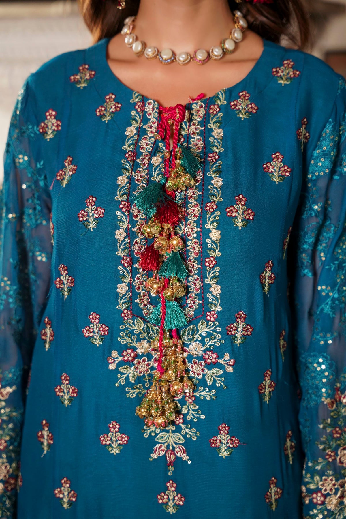 Deep Teal Traditional Kurta with  Dupatta