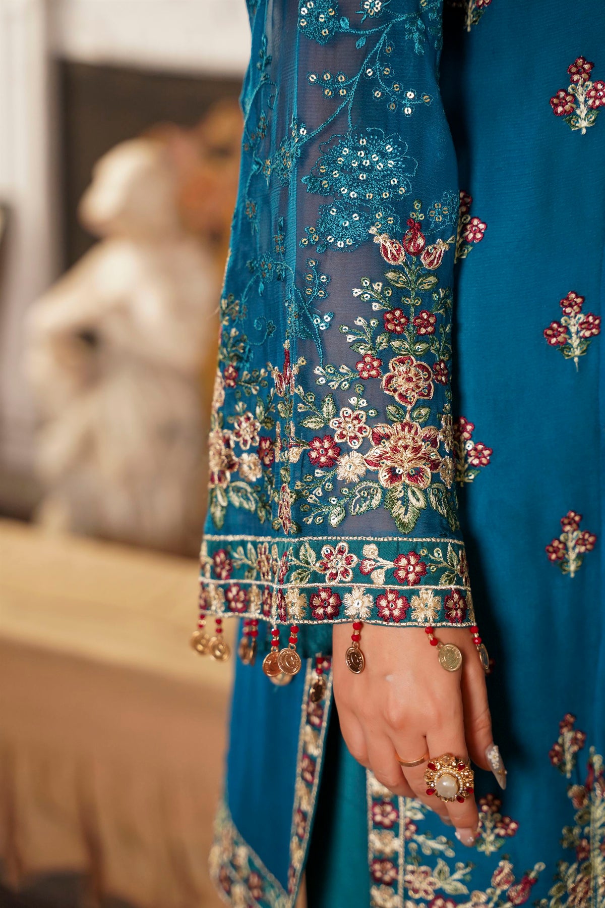 Deep Teal Traditional Kurta with  Dupatta
