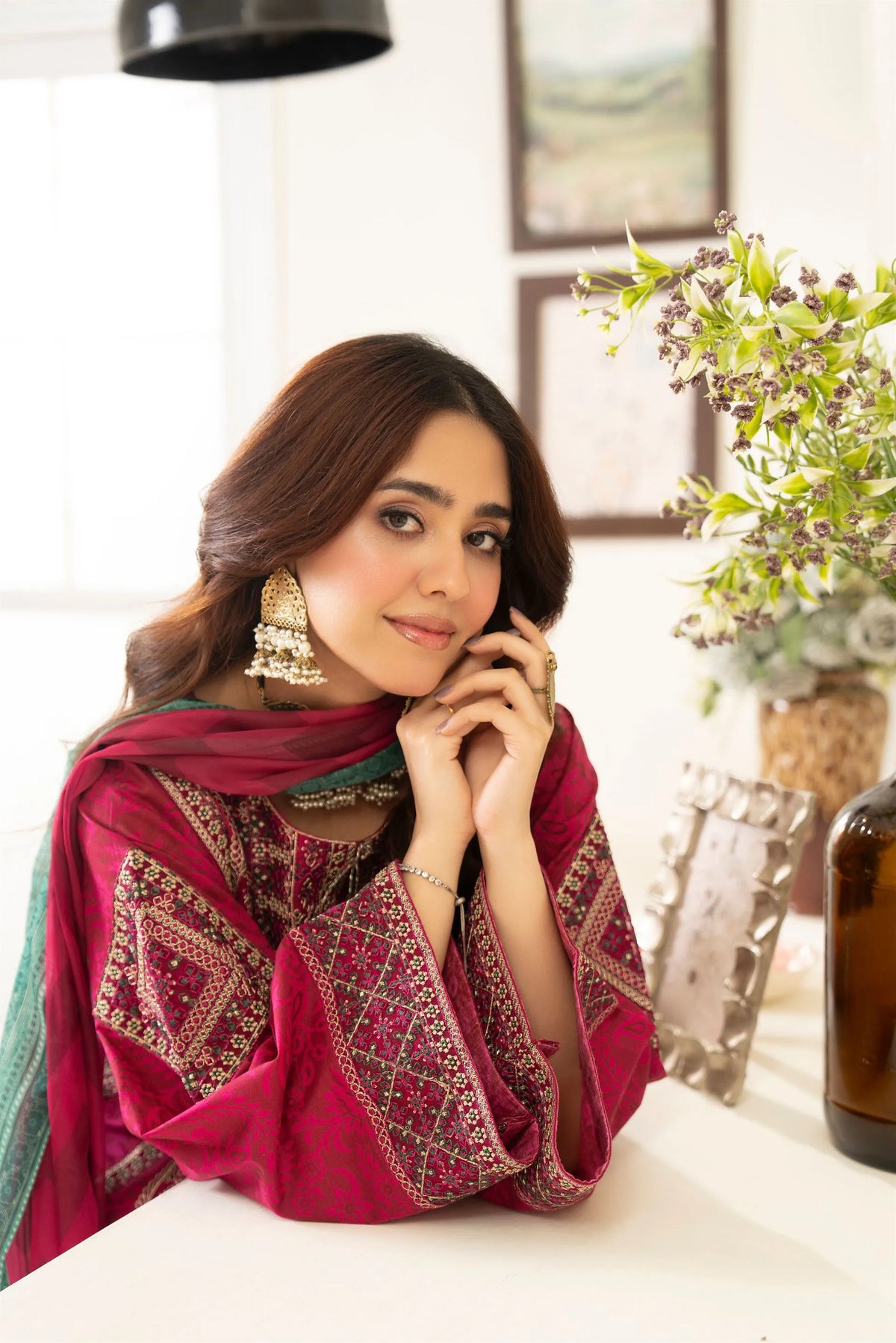 Karma Flora 1595 Cerise Pink