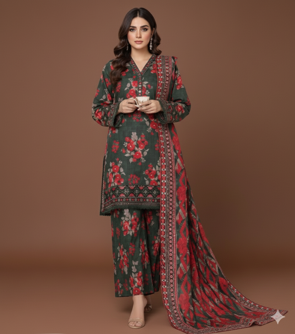 Scarlet Petal - SB Printed Khaddar