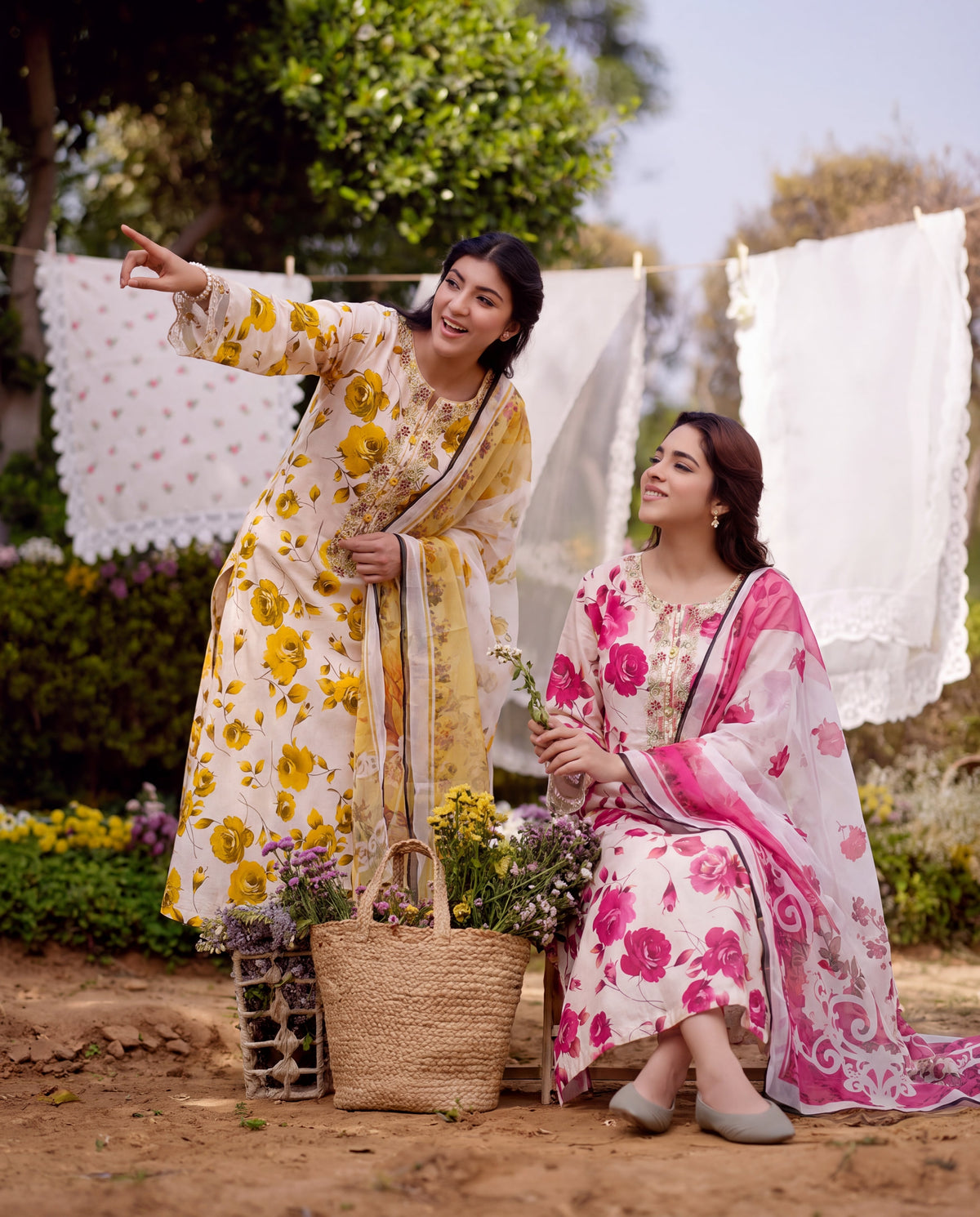 Gul-e-Reza Yellow – Floral Lawn 3-Piece Suit