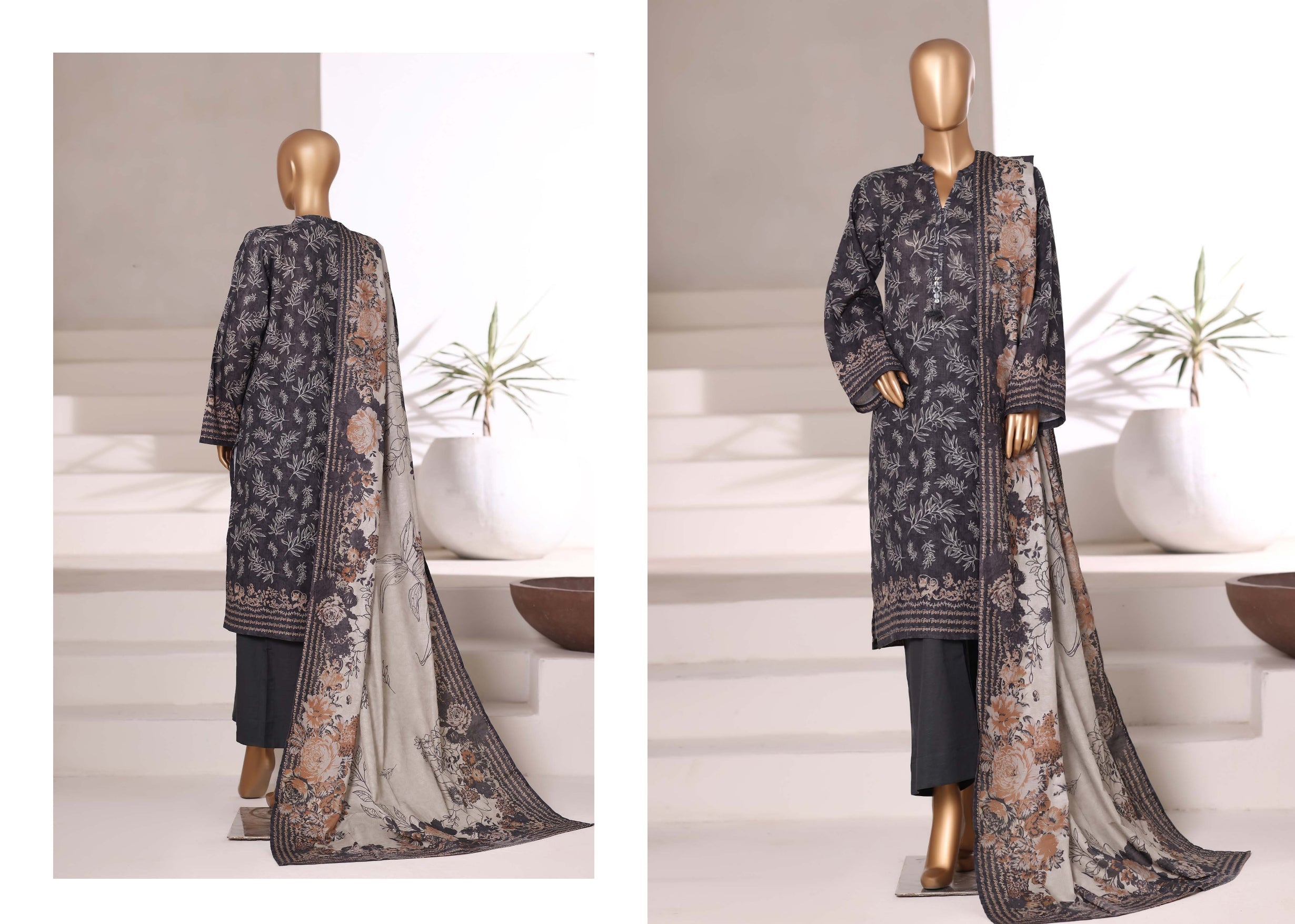 Smoky Blue - SB Printed Khaddar