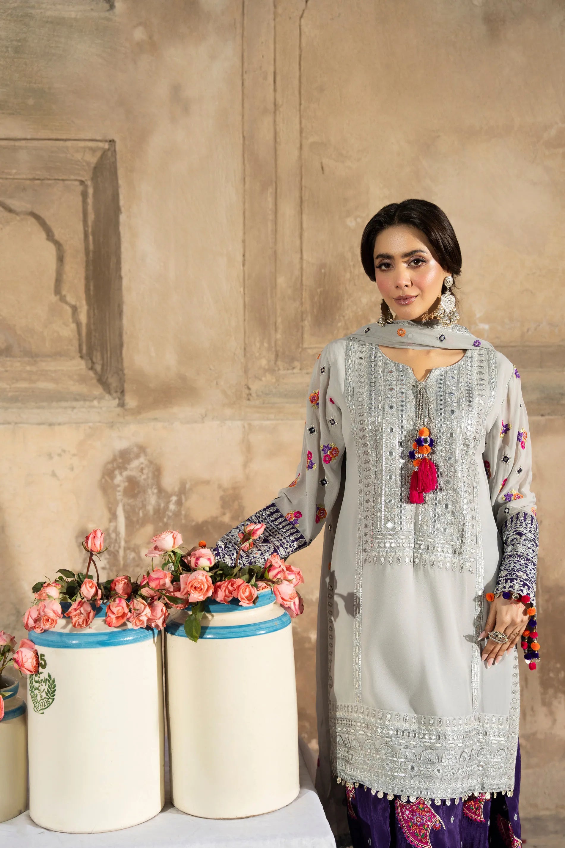 Karma - Saj Dhaj - F-526  Silver & Royal