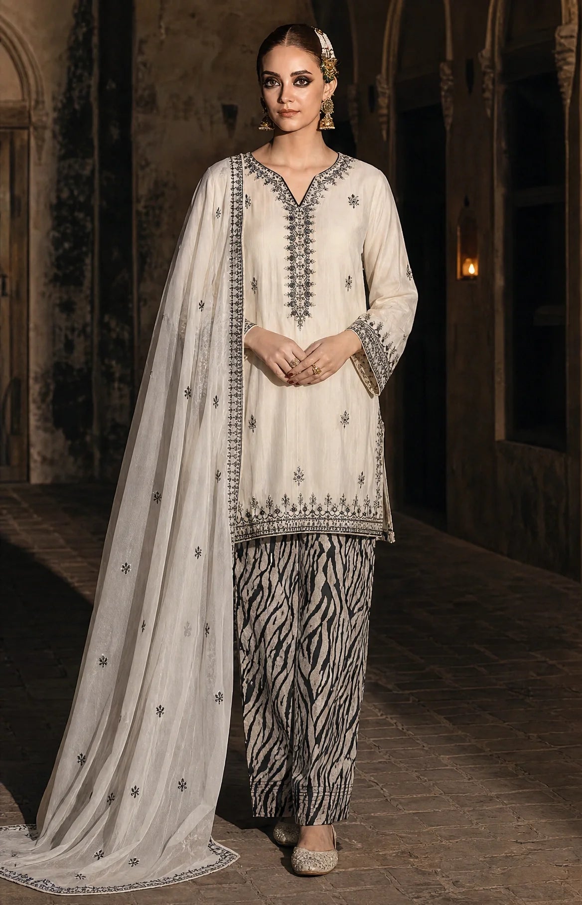 Claira - 3 Piece Embroidered Silk viscose