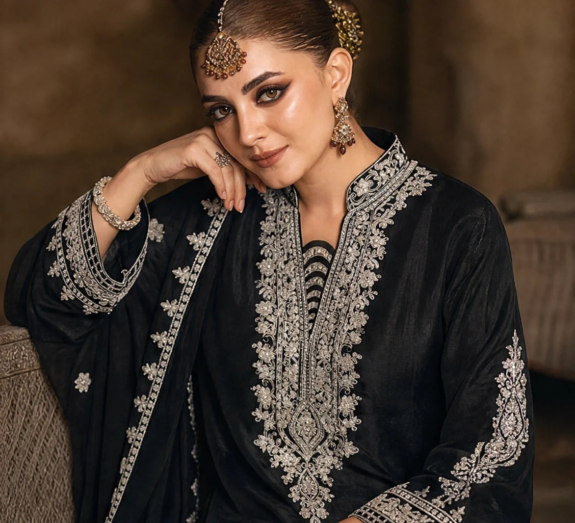 Noiree - 3 Piece Embroidered Silk viscose