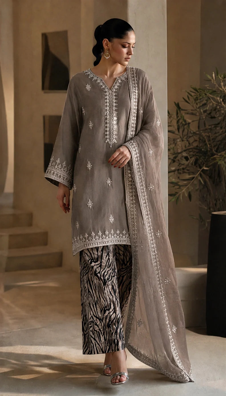 Mokkara - 3 Piece Embroidered Silk viscose